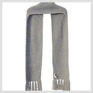 Michael Kors Chunky Knit Scarf Gray Acrylic Fringe Tassel